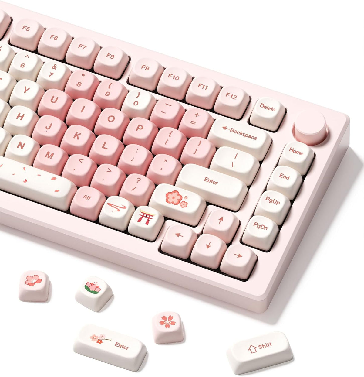 HITIME 60 65 75 100 5 143 Set XVX Pink Cute PBT Keycaps-MOA Keycap, Sakura Love keycap Custom Keyboard Keycaps Percent
