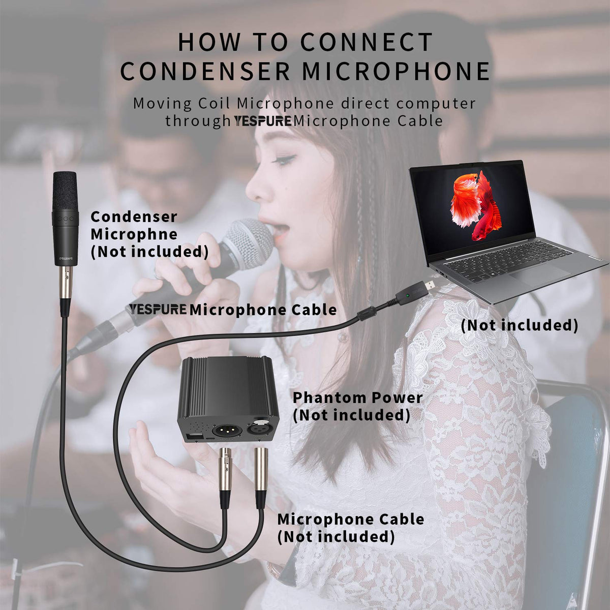 YESPURE USB Microphone Cable for Instruments Recording USB Male to XLR Female Mic Link Converter Cable Studio Audio Cable Connector Cords Adapter