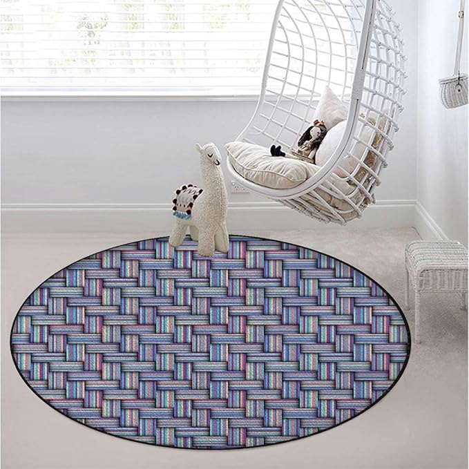 Pink Purple Grey Chair Mat Office Protector for Hardwood Floors Anti-Slip Floor Protection Mat Multi-Purpose Chair Carpet for Desk Fractal Geometric Linked Graphic Diameter 43.3 in