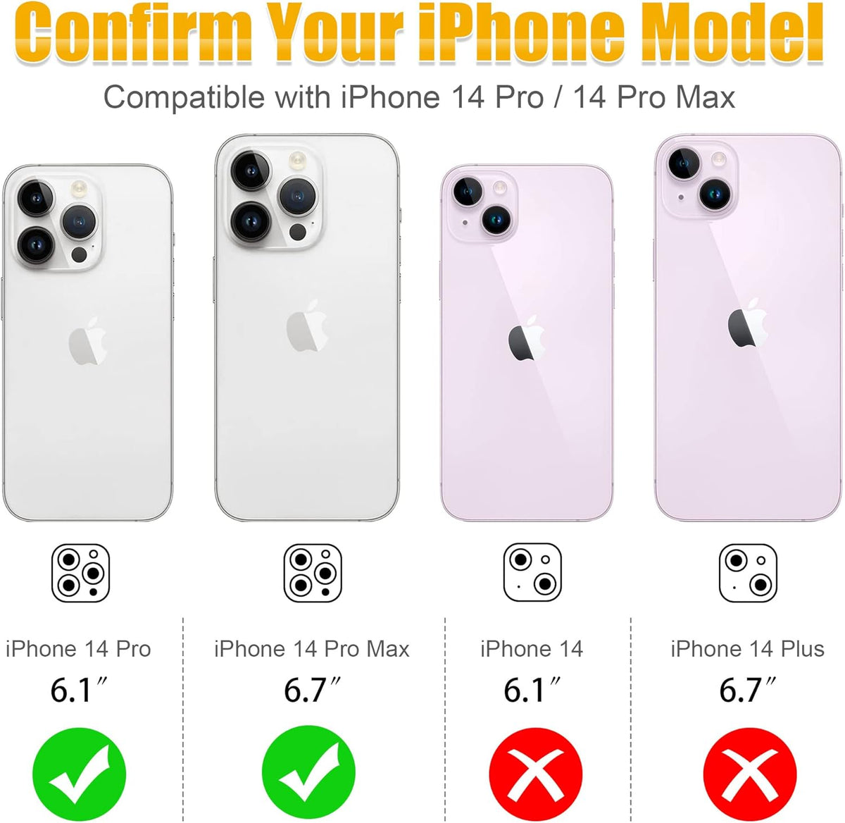 AGVEE 3+3 for iPhone 14 Pro 6.1" / 14 Pro Max 6.7" Camera Lens Protector, Bling Diamond & Bling Glitter Metal Ring 9H Tempered HD Glass Camera Screen Protector Cover Film, Silver