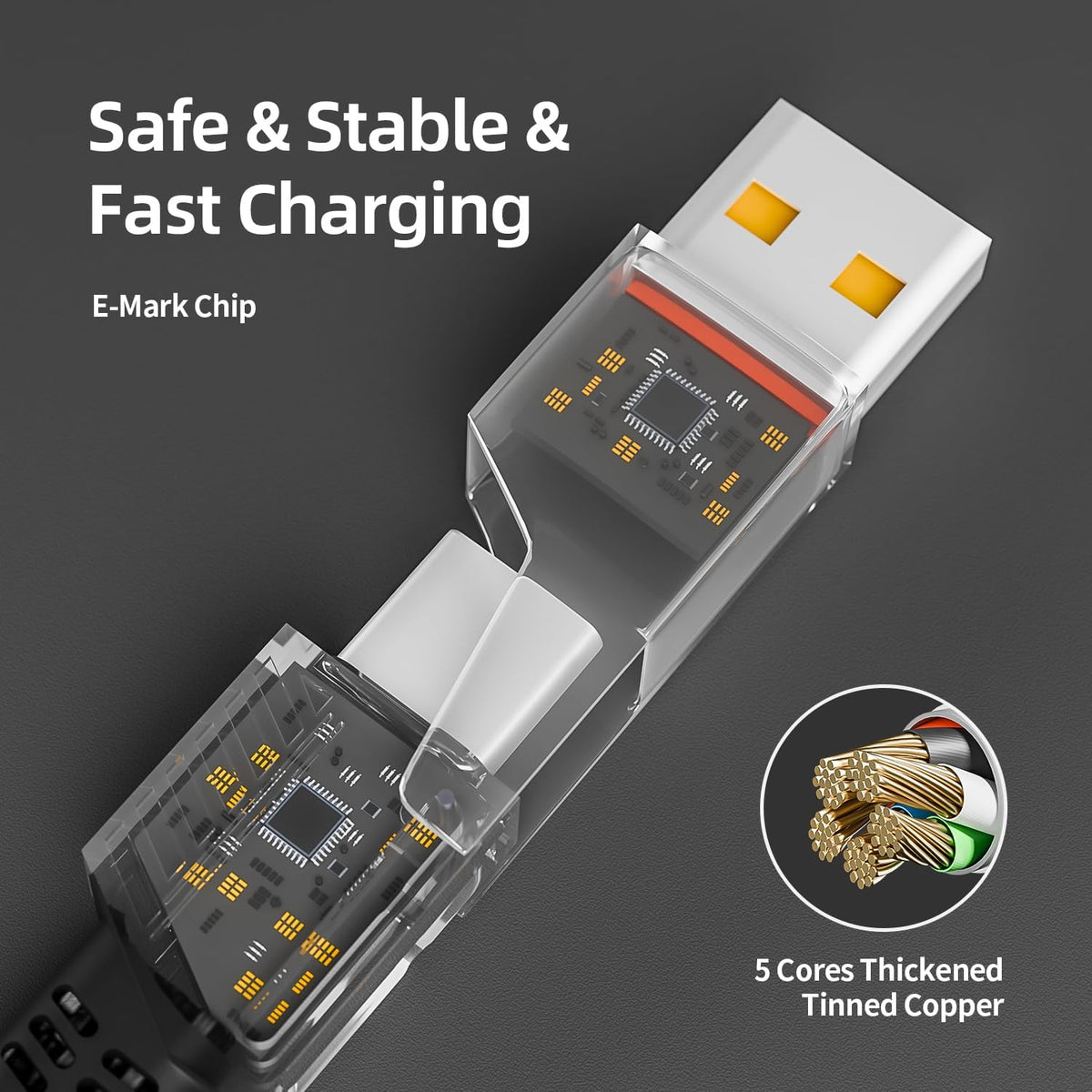 4 1 65W, 4-in-1 16/15/14/13 More(4FT) in Charging Cable Fast Charging USB C Cable USB Multi Charging Cable with E-Mark