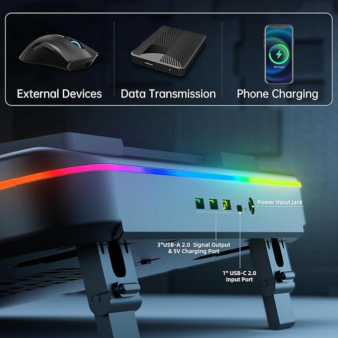 Cooling Pad for Msi CreatorPro Series CreatorPro 16 AI Studio Gaming Laptop Cooler with Powerful Turbo Cooling Fan Can Fast Cooling CPU+GPU 40°CVariable Speed6 RGB Light 3 USB-A