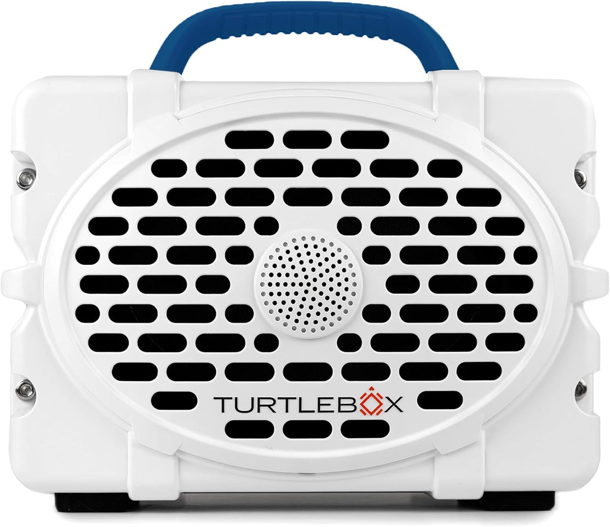 Turtlebox Original Gen 3: Portable Outdoor Bluetooth Speaker – Ultra-Loud (120dB), Waterproof (IP67), Rugged, Impact-Resistant, 3-Day Battery | Party Mode: Unlimited Pairing Stereo, White/Royal Blue