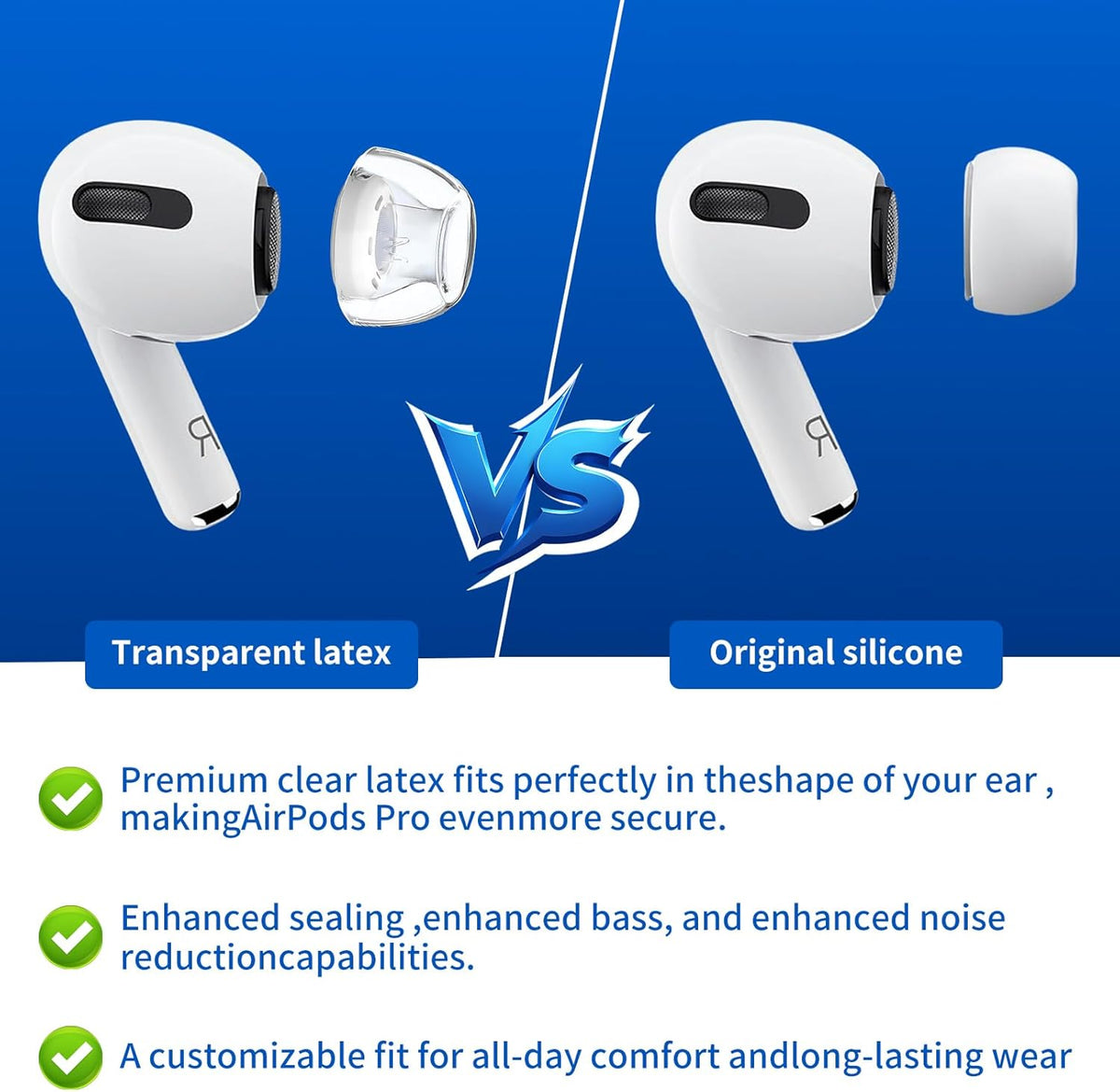4 Pair Compatible with AirPods Pro 2nd/1st Generation Replacement Ear Tips,with Noise Reduction Hole & Built-in dust Guard Screen,for USB-C Charging Case with Cleaner kit -(4 Sizes XS/S/M/L)