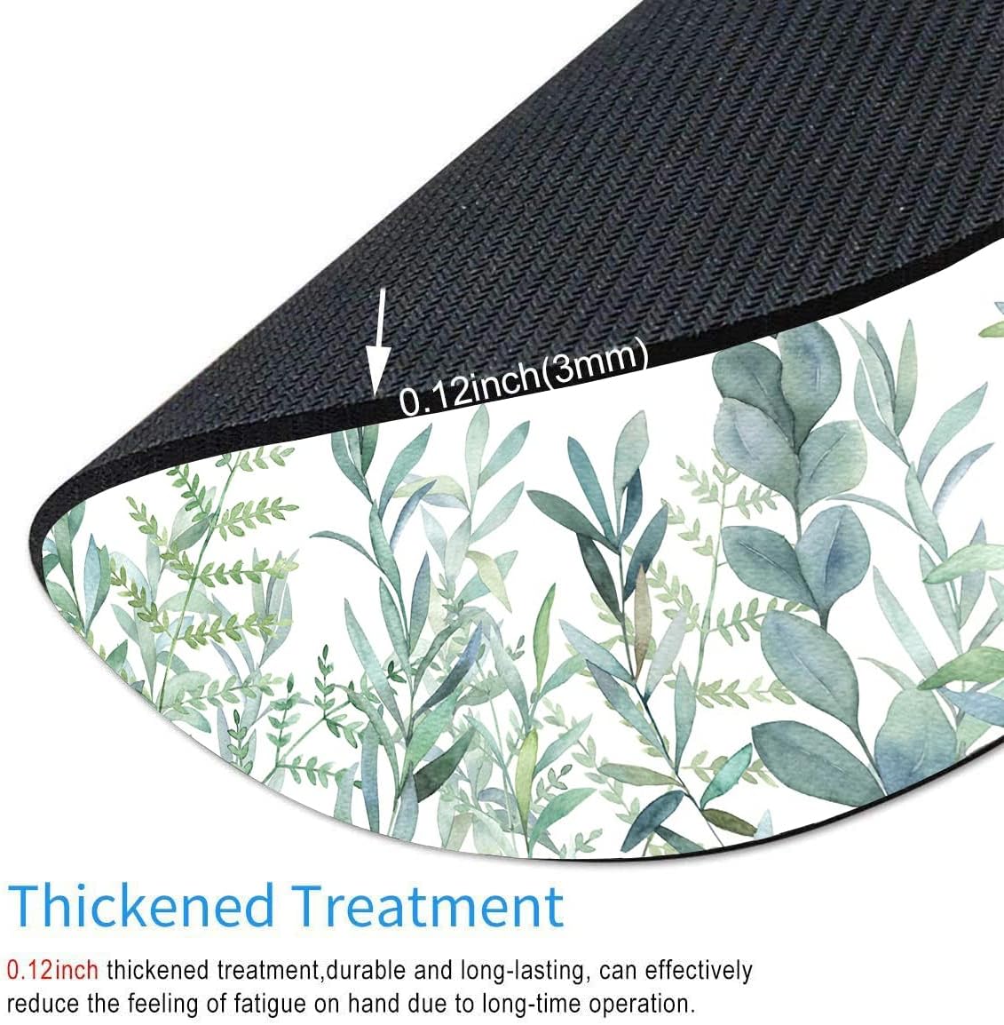 Round Mouse Pad, Green Grass Mouse Pad, Washable Gaming Mousepads with Lycra Cloth, Non-Slip Rubber Base Computer Small Mouse Pads for Wireless Mouse, Leaves