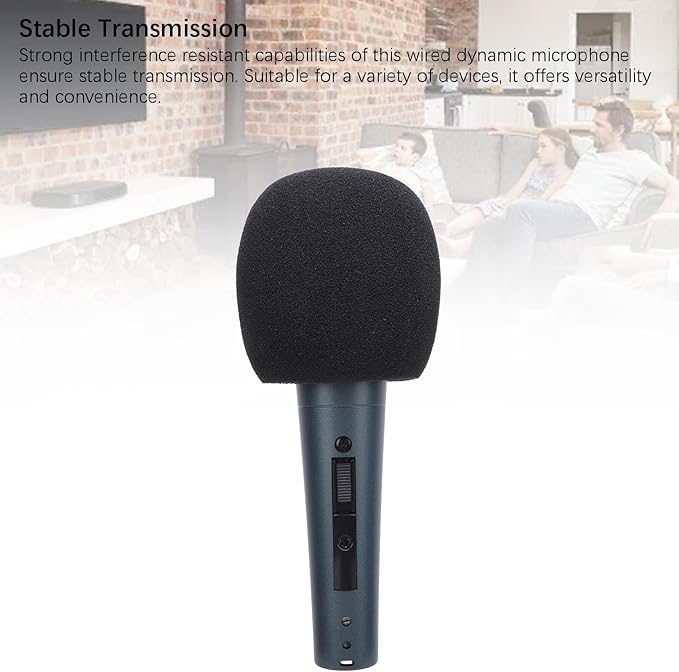 Wired Dynamic Microphone Moving Coil Cardioid Handheld with Shock Absorber for Active Speakers Mixers Amplifiers Recording (Cyan)
