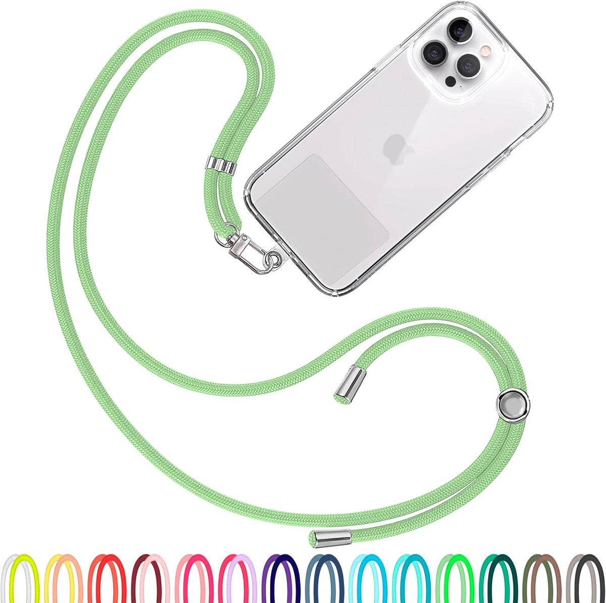 Cell Phone Lanyard [Light Green] - Comfortable Universal Smartphone Lanyard - Easy to Use Neck Phone Holder [Clear Patch] - Adjustable Length Phone Strap Crossbody - Fits All Mobile Phones