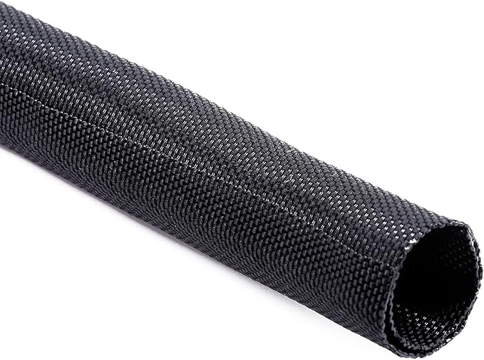 Black Braided Cable Management Sleeves Wire Loom Tubing Cord Protector Self-Wrapping (1/2"-20Feet)