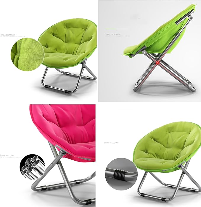 NaKeah Saucer Chair Foldable Oversized Lounge Chair Metal Frame Moon Chair for Bedroom Living Room Reading Gaming Room Soft Lazy ChairB