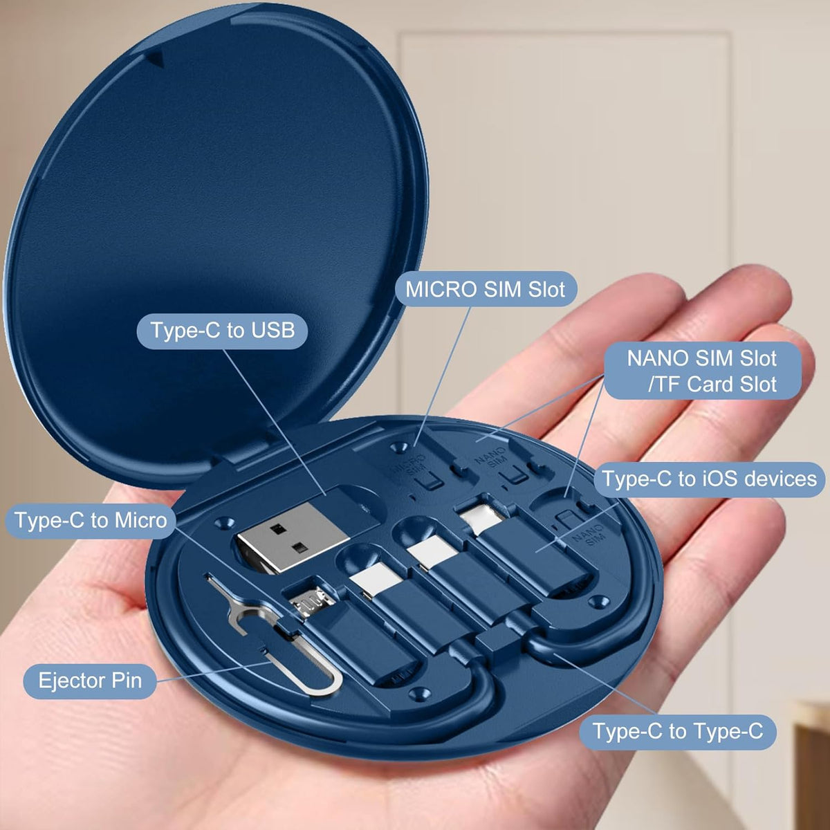 USB C to USB Adapter, USB-C Adapter Kit Contains Multiple OTG Adapters for Type C Male, USB A to C Male Cable, Micro USB to Type C, Equipped with SIM Extractor and Phone Stand