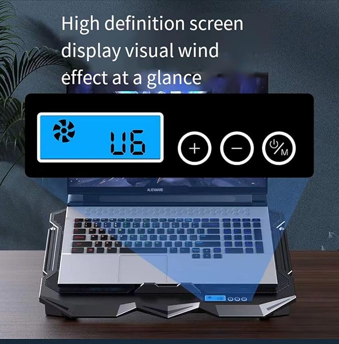 Cooling pad for Hp Pavilion Sleekbook 14-b154la Gaming laptops Laptop Cooler with 4 Fans LCD Display Screen 4 Height 2 USB-A Port Laptop Stand