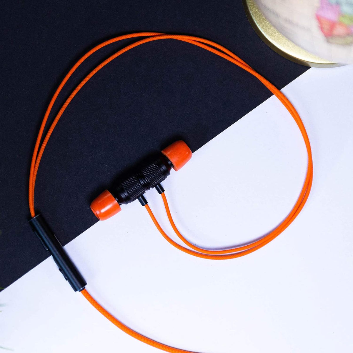 LUDOS Ultra Wired Earbuds in-Ear Headphones, 5 Years Warranty, Earphones with Microphone, Noise Isolating Ear Buds, Memory Foam for iPhone, Samsung, School Students, Kids, Women, Small Ears - Orange