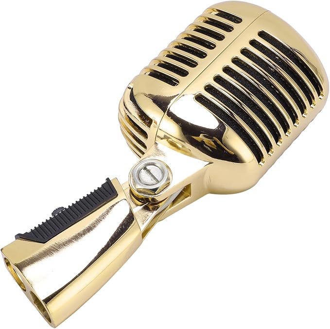 SUNGOOYUE Dynamic Cardioid Microphone with Sound Output and Vibration Dampening for Musical Performances and Studio Recordings (Gold)
