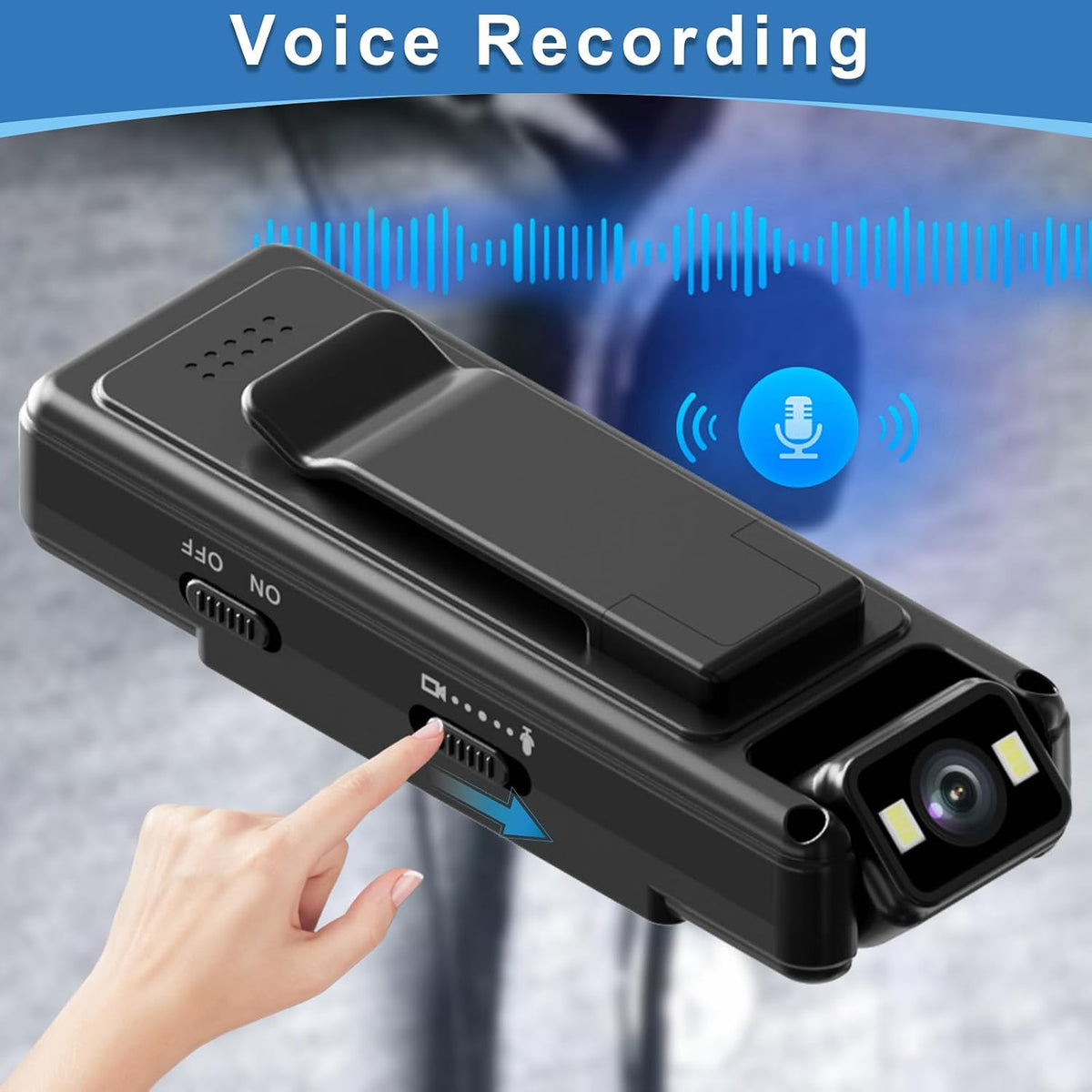 icamdoor 1.3in 1200mAh 1080P 180 to128GB Screen Body Camera, Sport Worn Camcorder, Portable Cam, Mini Wearable Camera