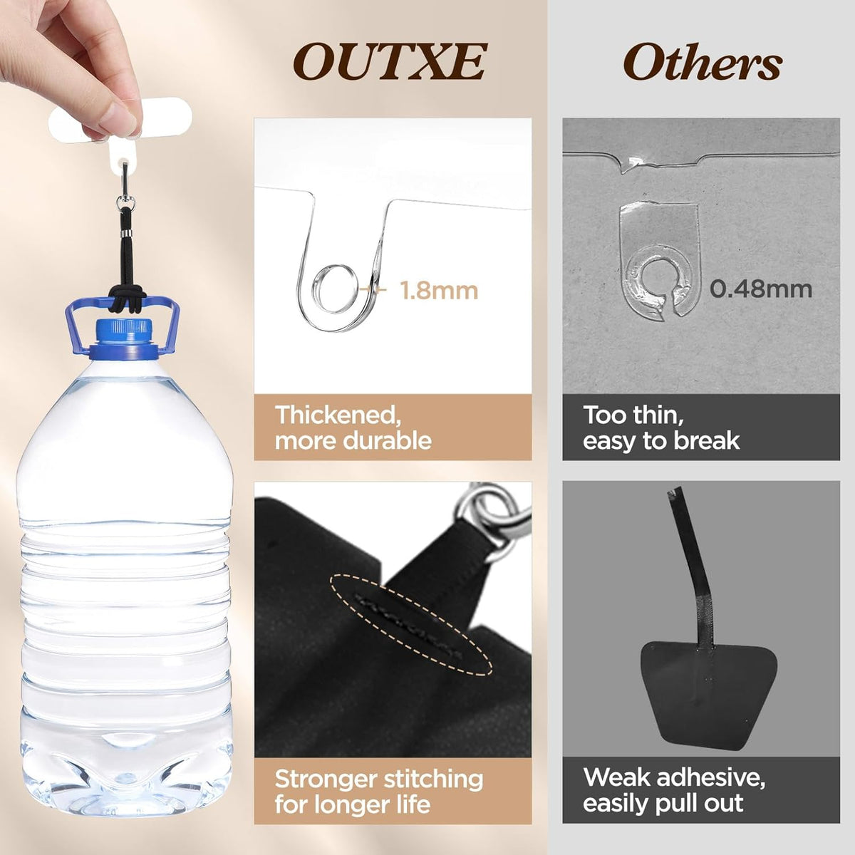 OUTXE Universal Phone Lanyard 2 Packs - 2× Adjustable Neck Strap, 4× Phone Patches- Black