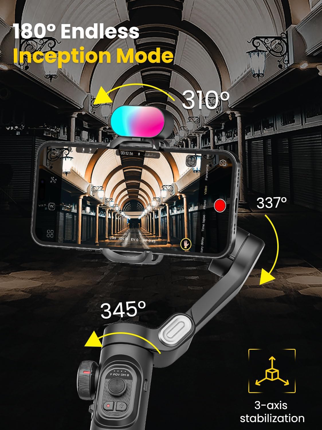 Smartphone Gimbal Stabilizer for iPhone 15 Pro Max Android Phone with Extension Rod 3-Axis Phone Gimbal Stabilizer with Follow Focus for Vlogging TikTok YouTube(Smart XE Combo1)