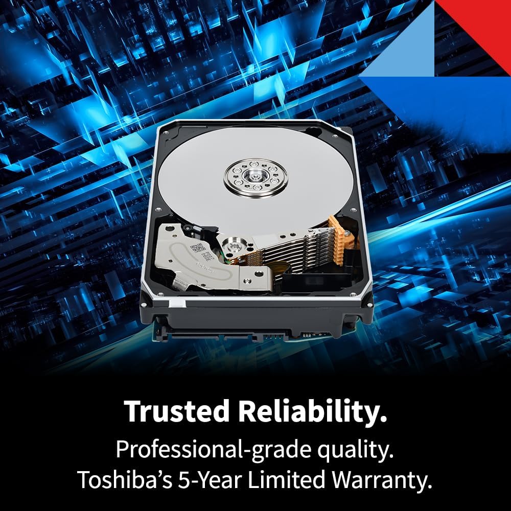 Toshiba X300 PRO 22TB High Workload Performance for Creative Professionals 3.5-Inch Internal Hard Drive – Up to 300 TB/Year Workload Rate CMR SATA 6 Gb/s 7200 RPM 512 MB Cache - HDWR62CXZSTB