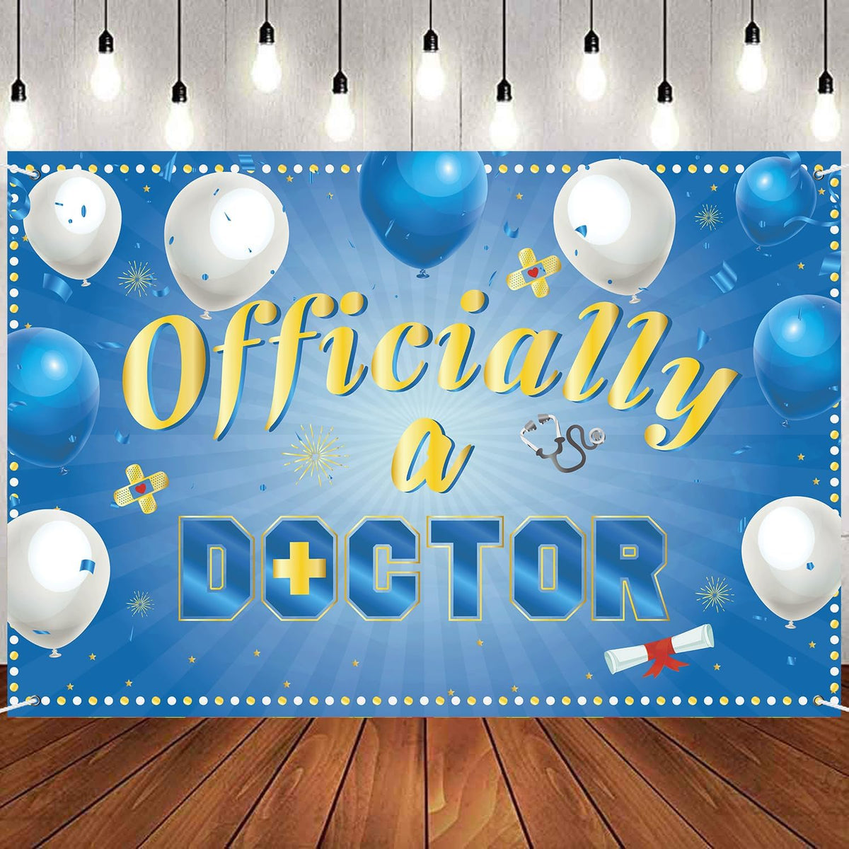 INNORU 6x4ft Officially a Doctor Backdrop Banner, Doctor Graduation Photography Backdrop Durable Fabric Congrats Grad