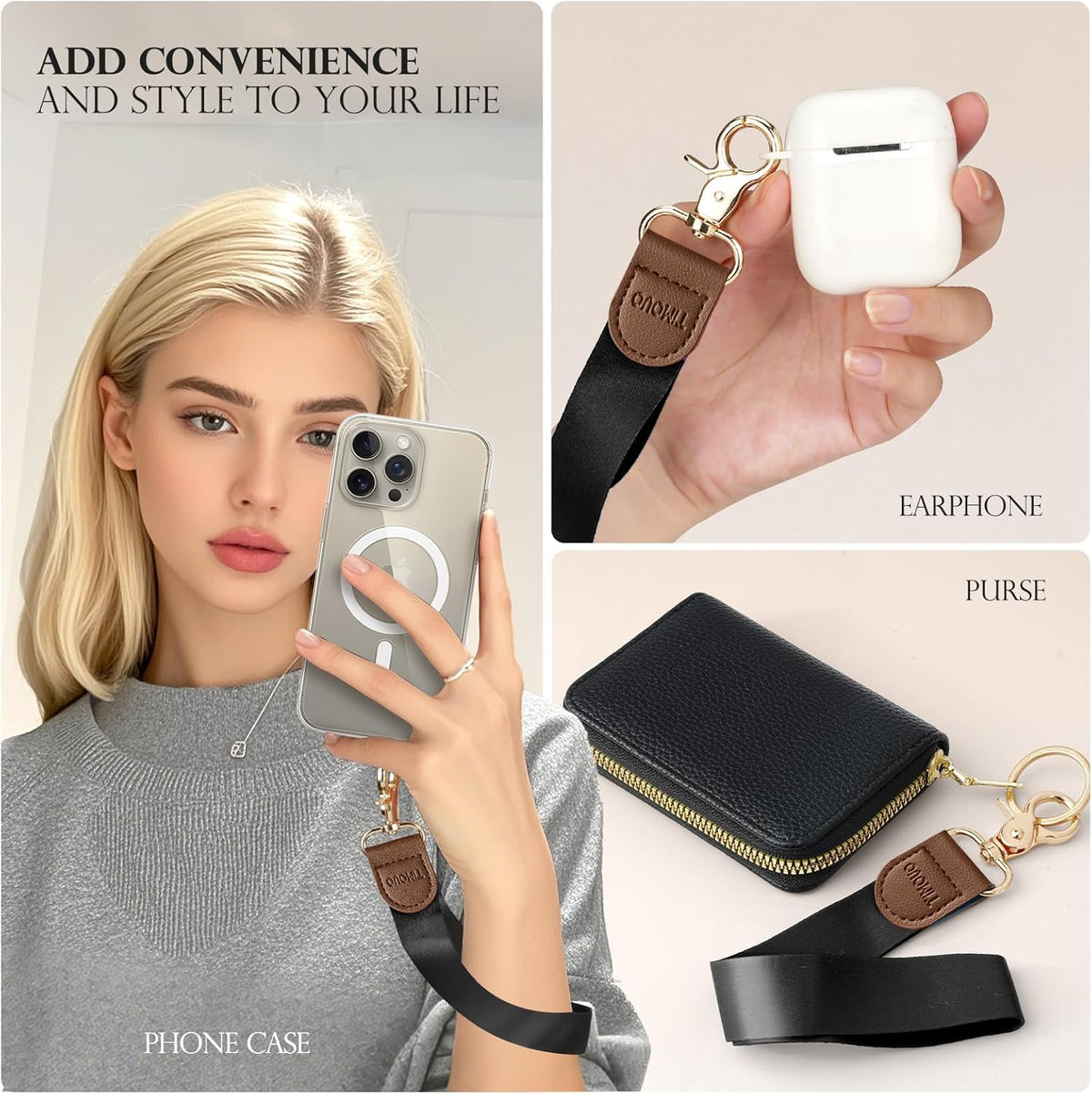 TiMOVO Phone Lanyard Crossbody Wrist Strap, Adjustable Anti-Theft Strap for Smartphone Case
