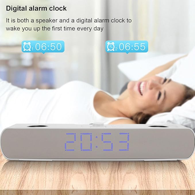 GOWENIC Computer Speaker Bluetooth Computer Speaker for Laptop Support USB AUX Sound with Alarm Clock FM Radiofor Computer Desktop PC Laptop (White)