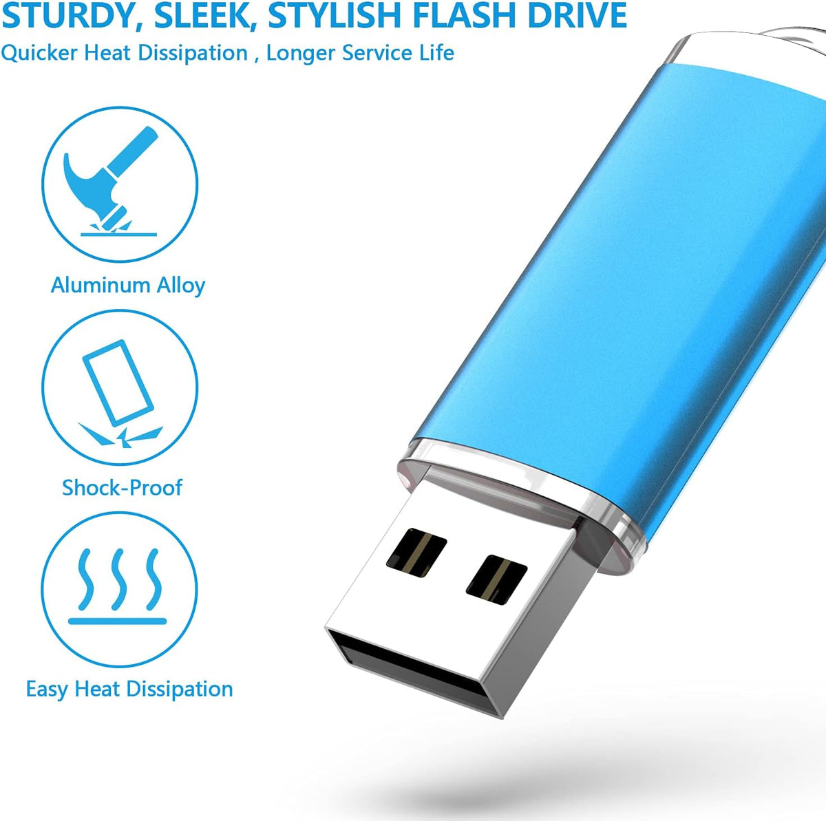 KOOTION Flash Drive 32GB 10 Pack USB 2.0 Thumb Drive Capped Memory Stick Jump Drive, Blue