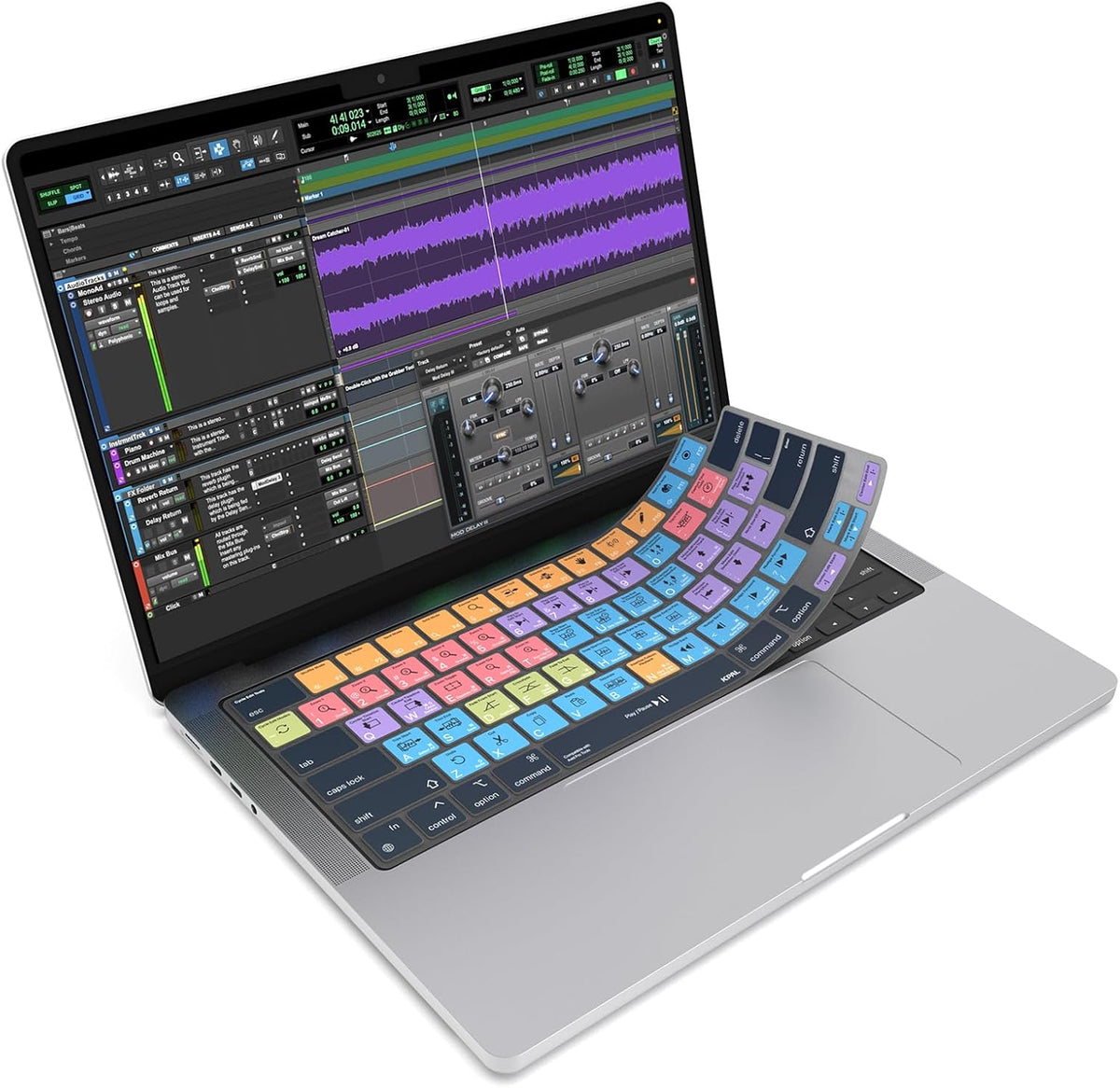 JCPal Avid Pro Tools Shortcut Guide Keyboard Cover for Apple MacBook Pro 14 inch and MacBook Pro 16 inch (M1-M4 Models) and MacBook Air 13 inch and MacBook Air 15 inch (M2-M4 Models) (US-Layout)