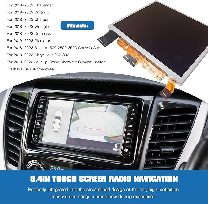 8.4 TDO-XGA084 LCD Display Suitable for Uconnect 4C Radio Navi Ideal for 2018-2023 R-a-m 1500 2500 3500 Chassis Cab Replaces TDO-XGA0840J00001-V5 V4 V3 V2 V1