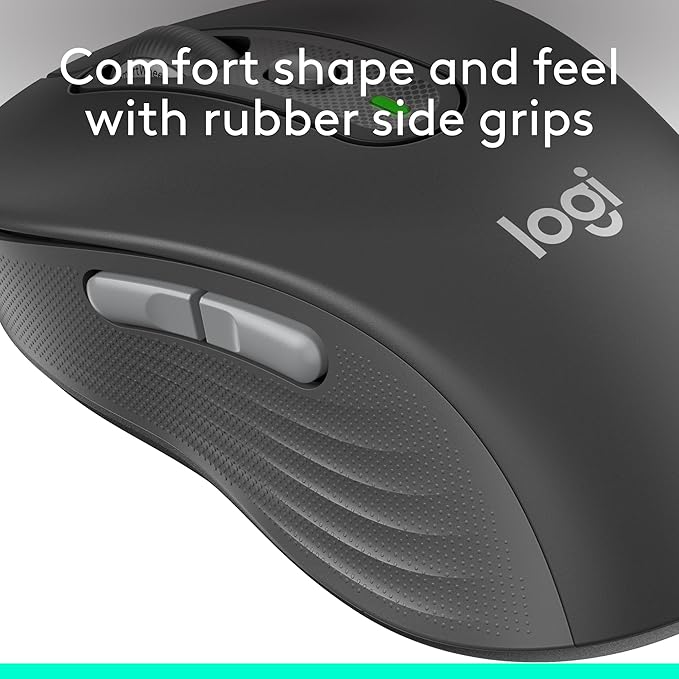 Logitech Signature Plus M750 Wireless Mouse – for Small to Medium Hands SmartWheel Bluetooth Multi Device 24-Month Battery Silent Clicks Customizable Side Buttons Contoured Shape - Graphite