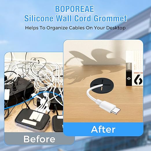 BOPOREAE Desk Grommet, 3/4 in 20 mm Black 15 Pcs Silicone Rubber Grommets
