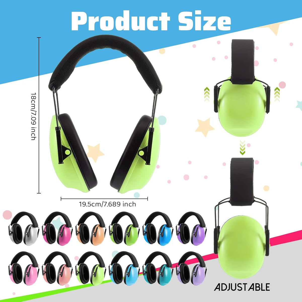 Amylove 12 Pcs Kids Ear Protection Noise Cancelling Headphones Ear Muffs Bulk 27db Adult Noise Reduction Hearing Earmuff(Universal Fit (kids & Adults),Classic Style,Macaron Color)