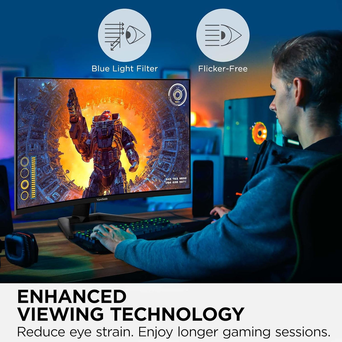 ViewSonic VX3228C-2K 32 Inch 1440p Curved Gaming Monitor with 1ms, 180Hz, FreeSync, Eye Care, HDMI, and DisplayPort Inputs