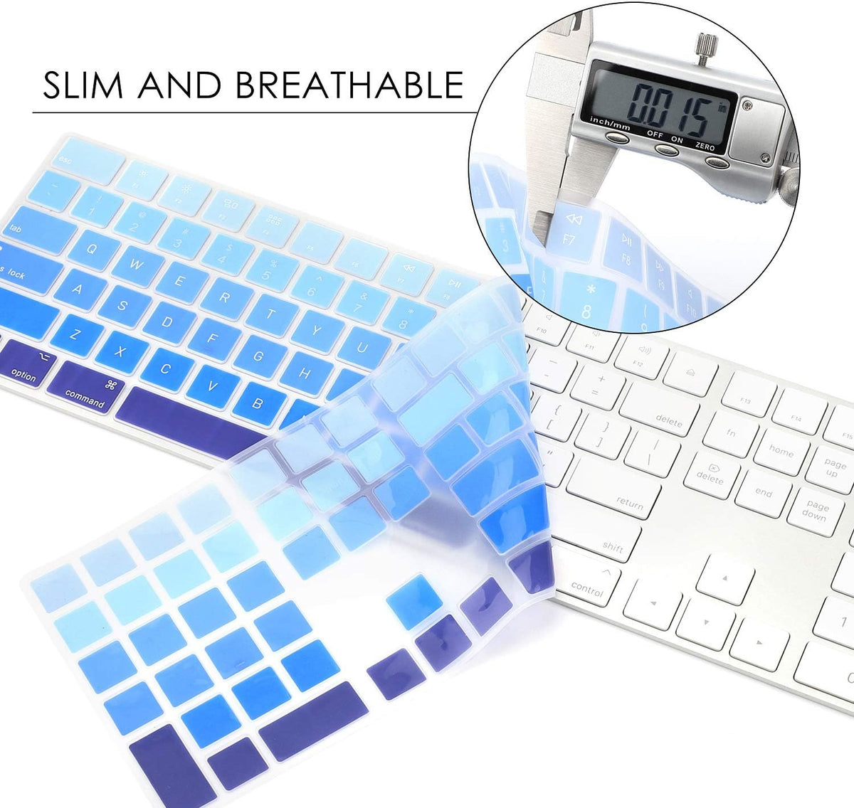 Allinside Ombre Blue Cover for Apple iMac Magic Wireless Keyboard with Numeric Keypad MQ052LL/A A1843 US Layout