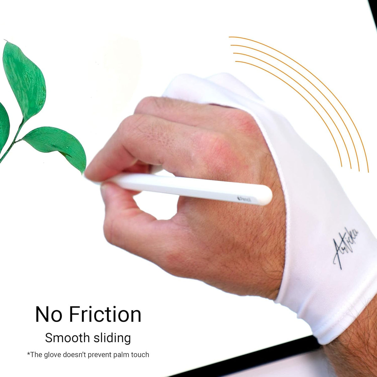 Articka Artist Glove for Drawing Tablet, iPad (Smudge Guard, Two-Finger, Reduces Friction, Elastic Lycra)