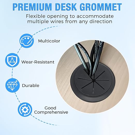 BOPOREAE 2 Pcs Desk Grommet 2-3/8" (60mm), Desk Hole Cover for Cables
