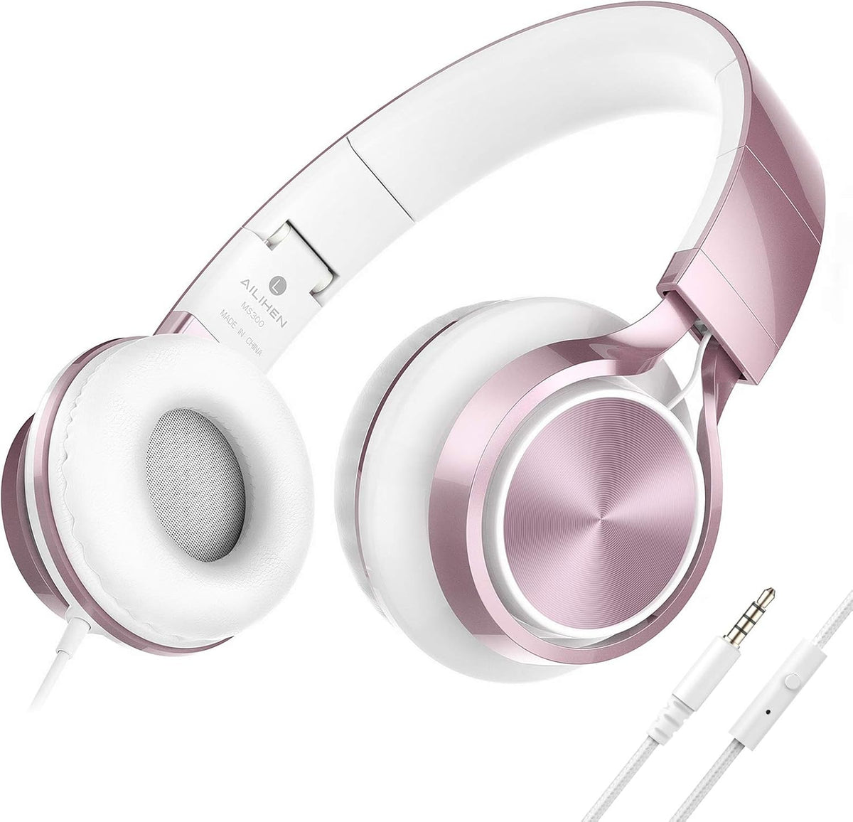 Headsets Headsets 3.5mm AILIHEN Wired Headphones with Mic, Girls Headphones for School, On-Ear for Chromebook Laptop