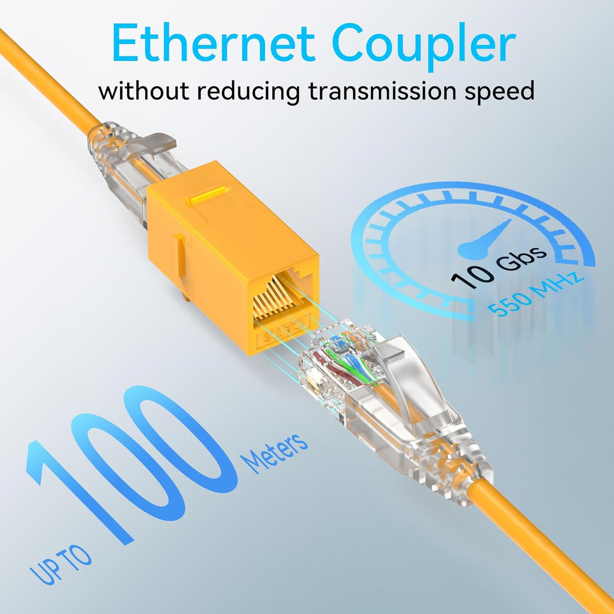 CAT6 RJ45 Keystone Coupler (24 Pack), Cat6 Keystone Jack Female to Female, Cat 6 Inline Keystone Jacks for Wall Plate & Patch Panel, RJ45 Ethernet Coupler Orange