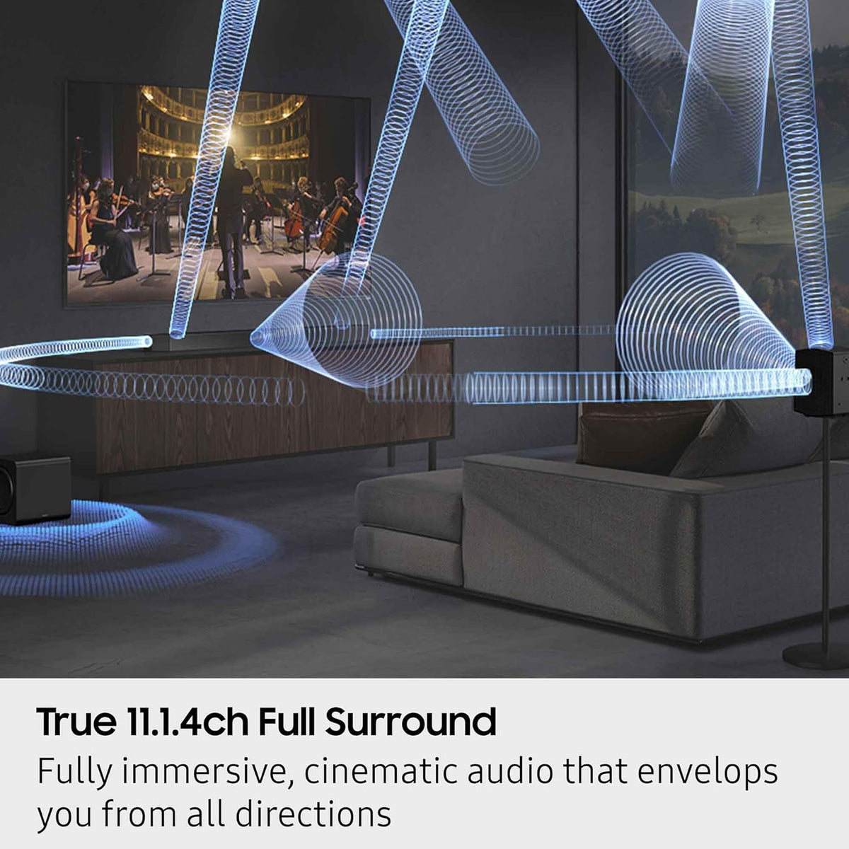 Samsung Q990F 11.1.4ch Q Series Subwoofer + Rear Speaker, Wireless Dolby Atmos, Q-Symphony, Game Mode Pro, Adaptive Sound (HW-Q990F, 2025)