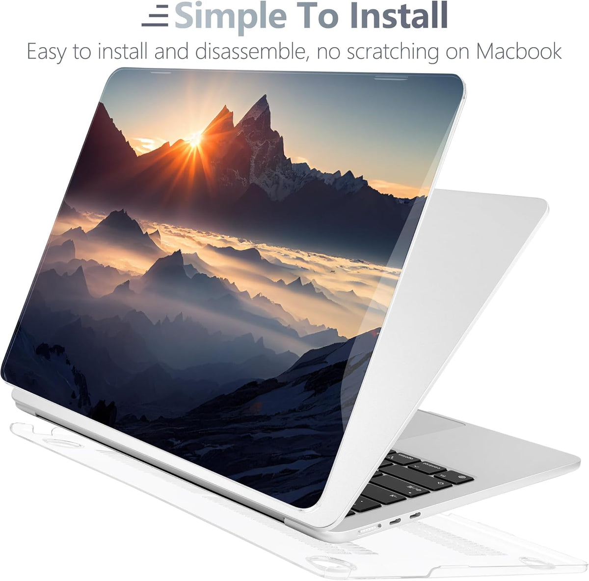 Batianda Premium Case for New MacBook Air 15 inch 2025 M4 2024 2023 with M3 M2 Chip Model A3241/A3114/A2941, Designed Protective Plastic Hardshell & Keyboard Cover & Screen Protector, Sunrise