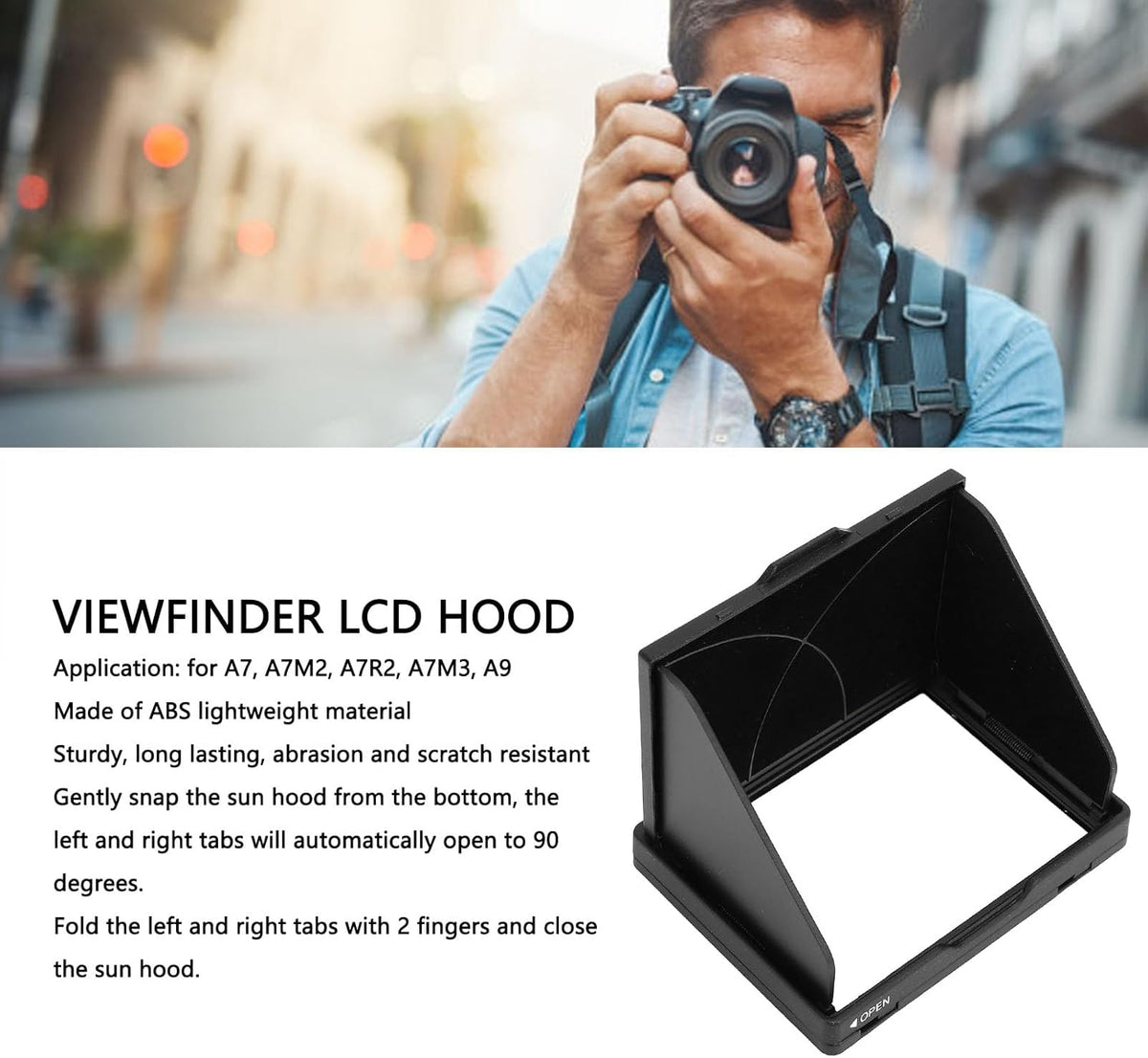 Culnflun 3 Inch A7 A7M2 A7R2 A7M3 A9 Camera LCD Sun Shade, Folding LCD Viewfinder Screen Protector Hood, Sun Hood