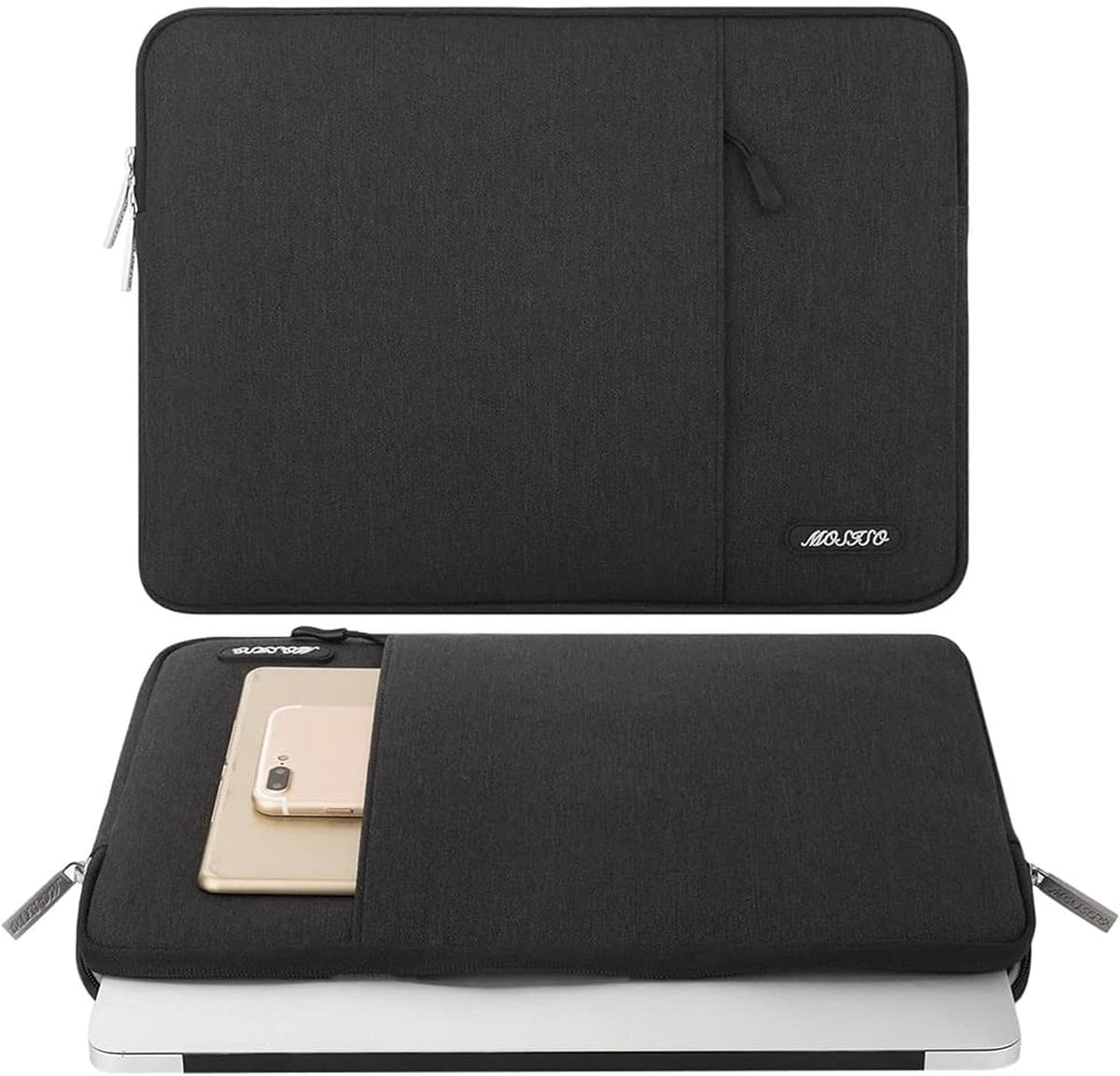 MOSISO Laptop Case 15 inch, 15 inch Laptop Sleeve Compatible with MacBook Air 15 M4 A3241 M3 A3114 M2 A2941 2025 2024 2023,Dell XPS 15,Polyester Vertical Computer Sleeve Bag with Pocket, Black