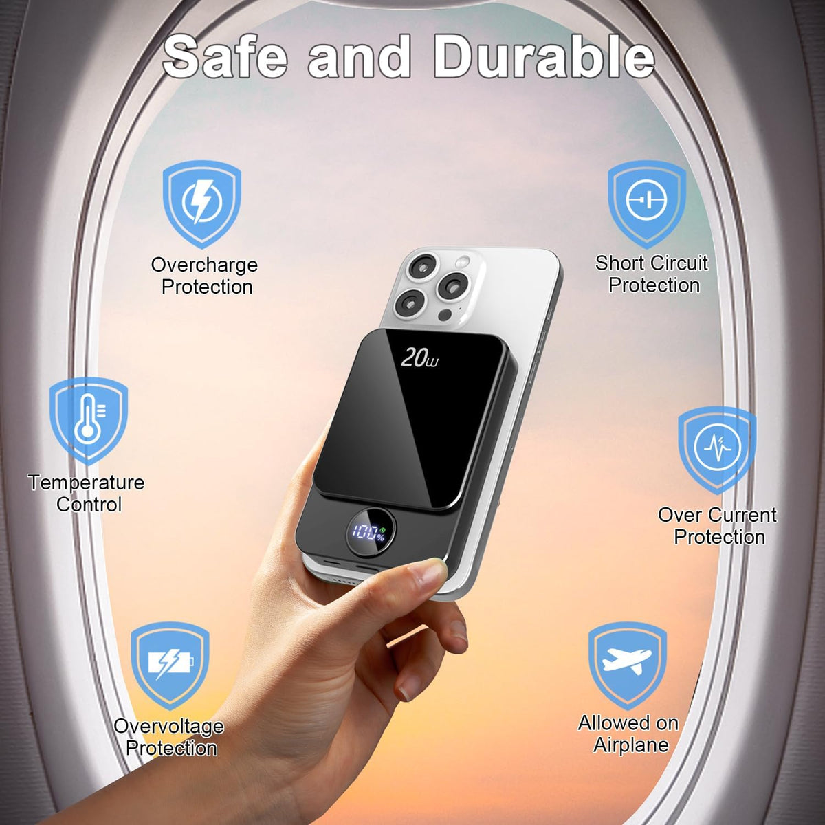Magnetic Portable Charger, 10000mAh Power Bank with PD 20w Fast Charging, USB C in&Out Battery Pack, Compatible with Mag-Safe for iPhone 16/15/14/13/12 Pro/Pro Max Series, Samsung, Android, and More