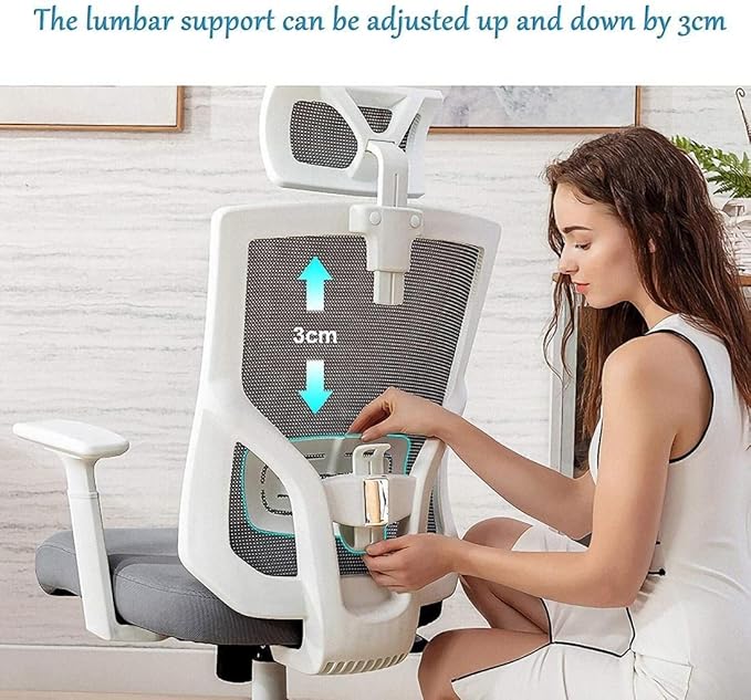 Office Chair Video Game Chair High Back Office Chair Adjustable Swivel Chair Lumbar Support Work Chair Ergonomic Computer Chair Chair (Color : White) Needed