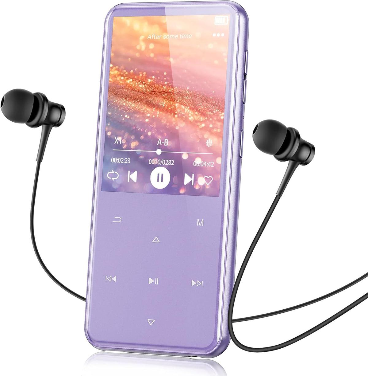 AGPTEK 64GB MP3 M3 2.4 inch 128GB(Purple) Player with Bluetooth, Music Player with Speaker and FM Radio, Touch Buttons