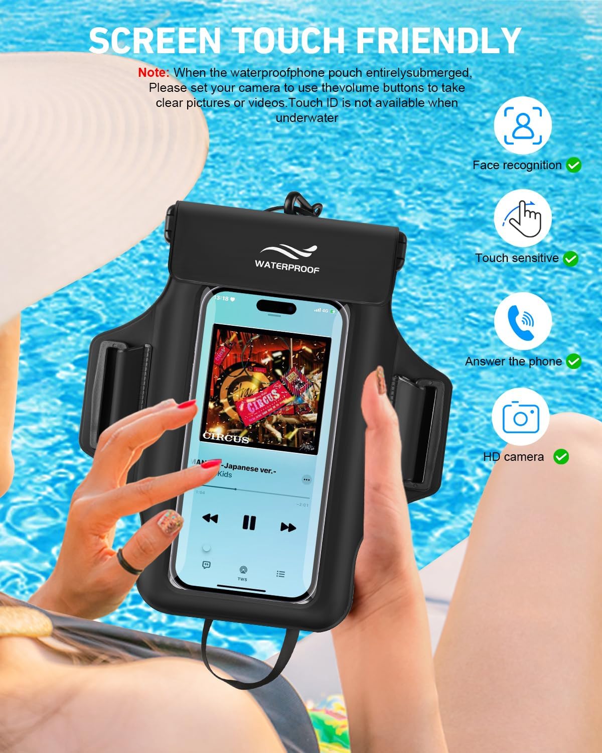 2-in-1 Underwater Waterproof Phone Pouch &Phone Armband for Phones up to 6.7", IPX8 Floating Water Proof Phone Case with Detachable Strap, Dry Bags Waterproof, Beach Vacation Essentials