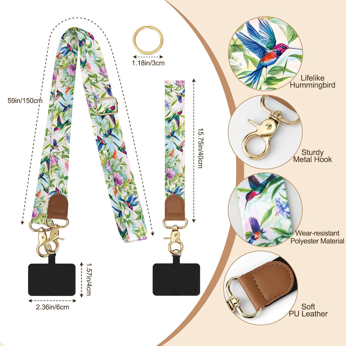 TiMOVO Phone Lanyard Crossbody Wrist Strap, Adjustable Anti-Theft Strap for Smartphone Case