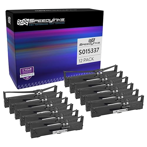 SPEEDYINKS Compatible Printer Ribbon Cartridge Replacement for Epson S015337 (Black, 12-Pack) Compatible with the Following Epson Printer Model LQ-590