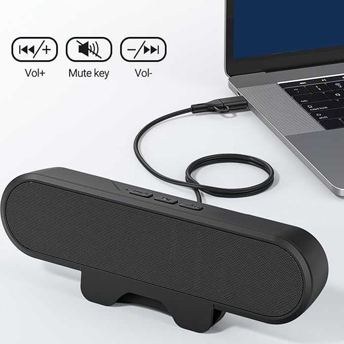 Yosoo Health Gear Computer Clamp Speaker 10W USB Powered Wired PC Black Speaker for Laptop PC Maximum Opening 10cm