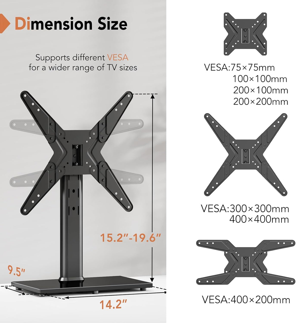 Hemudu 21 50 inch 90 4 99lbs, HT02B-002 Universal Swivel TV Stand/Base Table Top TV Stand for to TVs with Degree