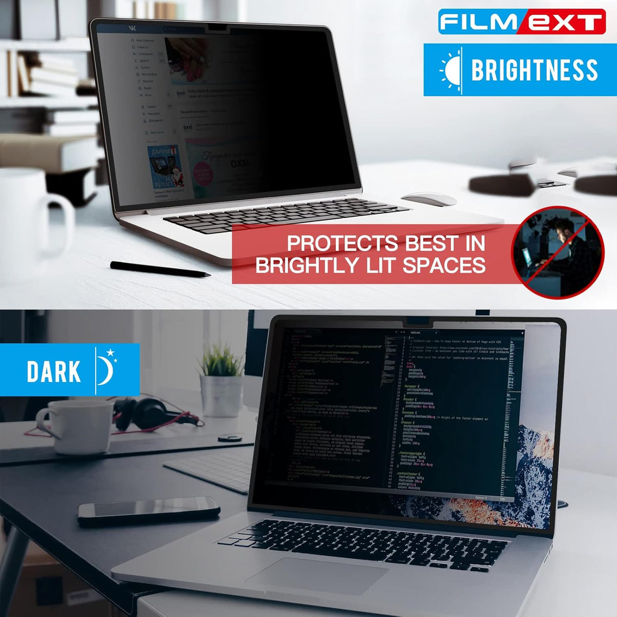 FILMEXT Macbook Pro 16 inch Privacy Screen Protector (M4 M3 M2 Max/Pro M1, A3186 A3403 A2485 A2991 A2780),Bubble Free Privacy Screen for Macbook pro 16.2 2025-2021 Eye Care/Anti-Glare Filter
