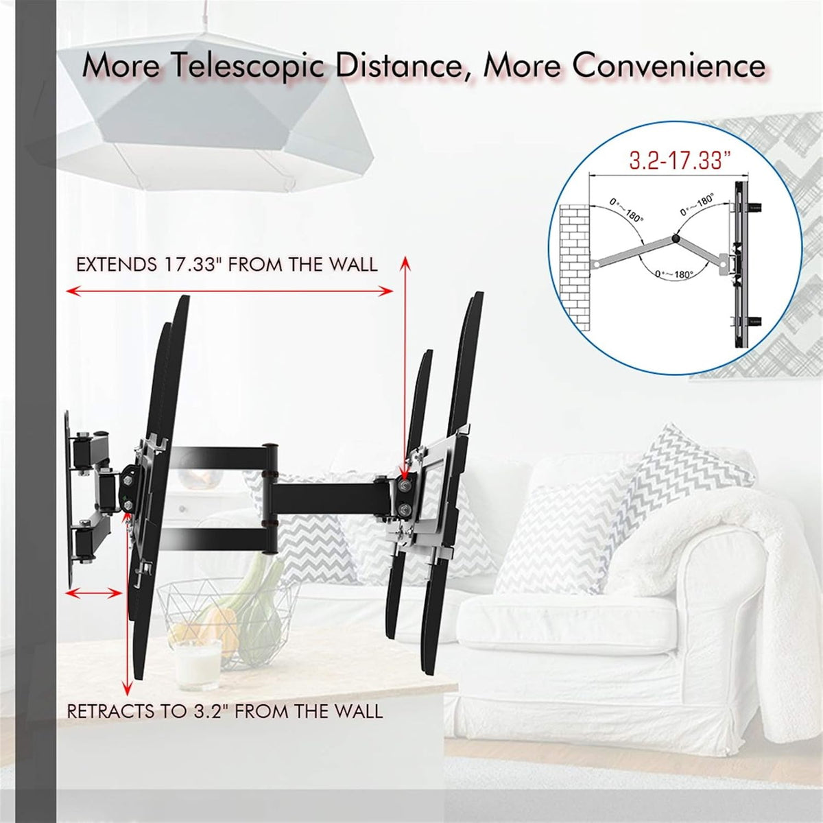 DESIGNSCAPE3D 32-65" 400 400, 35 -10~10 Adjustable TV Stand Mount, VESA * KG Capacity, Tilt